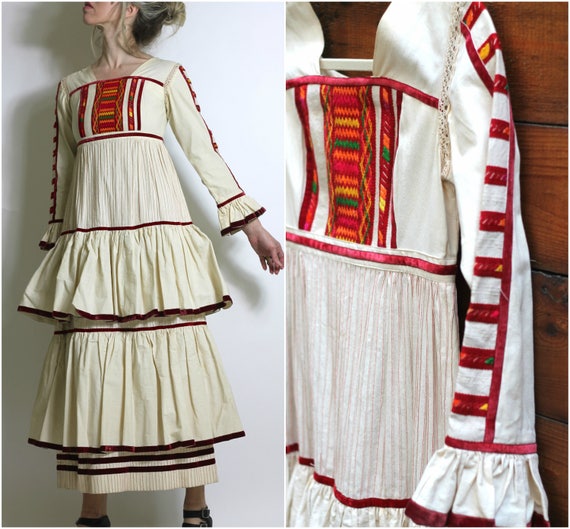 Vintage 70s Ethnic Mexican Wedding Dress Day Of The Dead Bride Etsy