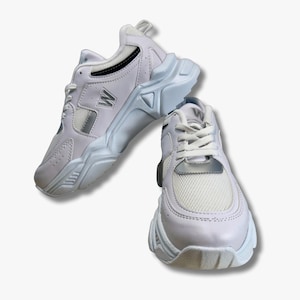 Chunky White Platform Sneakers Women’s Streetwear Shoes | Retro Dad Sneakers with Mesh Panels | Trendy Athletic Walking Trainers