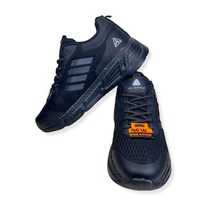 Black Memory Foam Sneakers for Men – Lightweight Breathable Lace-Up Athletic Shoes for Walking, Fitness, Casual Daily Streetwear