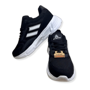 Black White Men’s Running Shoes with Memory Foam Insole – Breathable Lightweight Lace-Up Sneakers for Gym, Walking, or Daily Wear