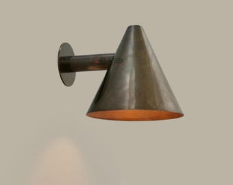 Handmade Brass Wall Sconce | Italian Mid-Century Modern Cone Vanity Light