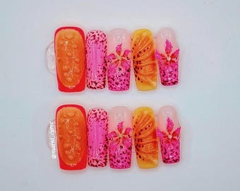 Uñas postizas Dragonfruit Dream Neon