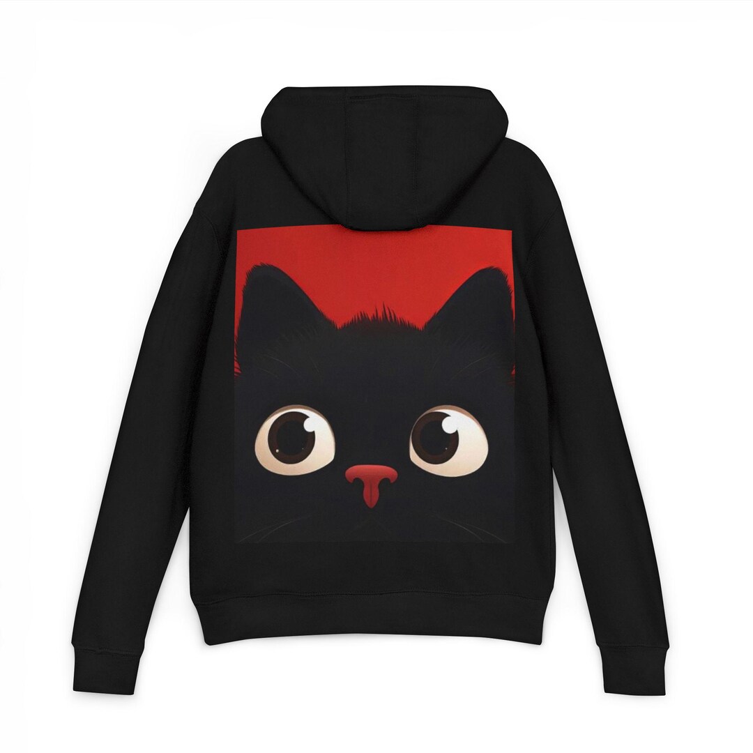 Cute Black Cat Hoodie – Spying Cat Unisex Hoodie, Cozy Soft Hoodie ...