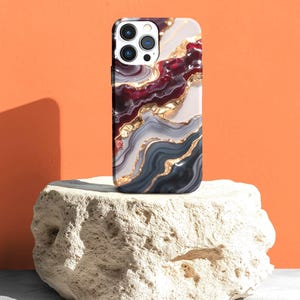 Marbled Gemstone Tough Phone Case iPhone, Google Pixel - Luxury Gemstone Protection for iPhone 15 14 13 12 Pro Max, Pixel 8  7 6 Pro