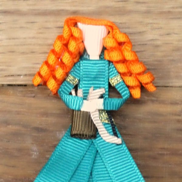 Merida Hair Clip - Brave Hair Bow - Merida From Brave Clippie - Disney Princess Ribbon Sculpture - Merida Party Favor - Scottish Princess