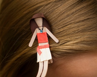 Moana Hair Clip - Moana Hair Bow - Moana Ribbon Sculpture - Disney Princess Clippie - Island Princess - Princess Party Favor - Moana Pin