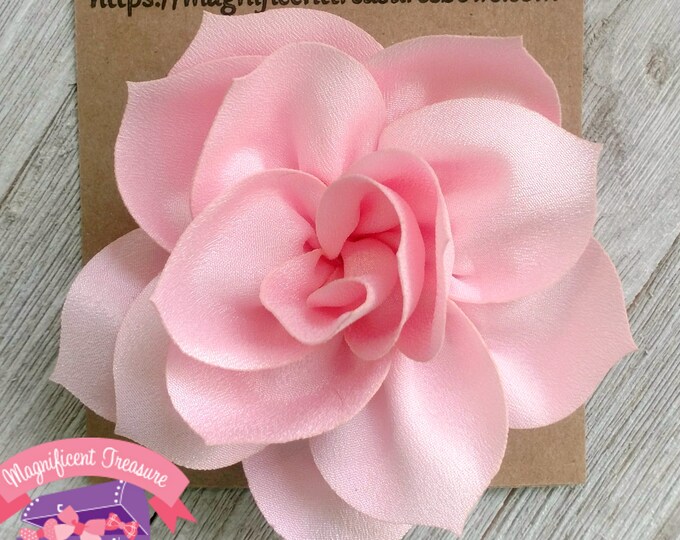 Pink Lotus Flower Hair Clip Large Pink Flower Hair Bow Etsy