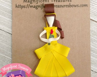 Belle Haarspange - Die Schöne und das Biest Haarschleife - Belle Ribbon Skulptur - Disney Prinzessinnen Clippie - Belle Haarspange