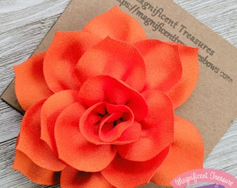 Orange Hair Flower Etsy