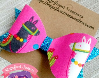llama probllama hair bow social media Cheer bow unique