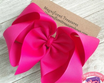 Extra Large 6 Inch Boutique Bow -  2.25 Inch Ribbon - Jojo Style Hair Bow - Girls Big Bow - Southern Style Bow - Ribbon Bow - 6" Basic Bow