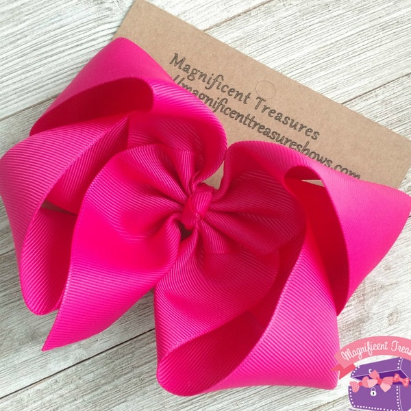 Extra Large 6 Inch Boutique Bow -  2.25 Inch Ribbon - Jojo Style Hair Bow - Girls Big Bow - Southern Style Bow - Ribbon Bow - 6" Basic Bow