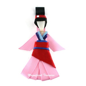Mulan Hair Clip - Mulan Hair Bow - Mulan Ribbon Sculpture - Disney Princess Clip - Girl Hair Clip