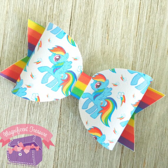 Rainbow Dash Faux Leather Hair Bow My Little Pony Hair Clip Etsy