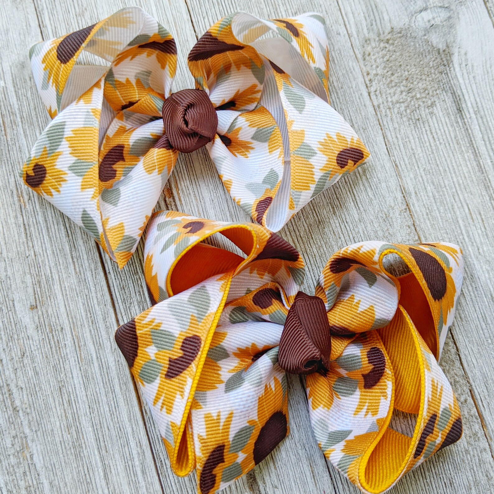 Sunflower 4 Inch Ribbon Hair Bow Sunflowers Bow Fall Print Etsy