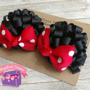 Minnie Mouse Ears on Clips - Optional Soft Headband - Minnie Mouse Hair Clips - Minnie Mouse Ears for Babies Toddlers Infants