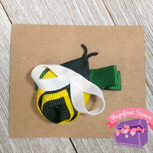 Bumble Bee Hair Clip - Bee Hair Bow - Girl Bug Barrette - Spring Hair Clippie - Toddler Clippie - Baby Hairbow - Bee Ribbon Sculpture
