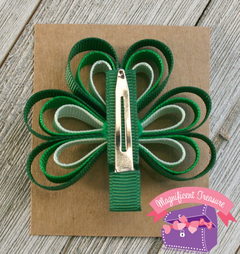 Loopy Shamrock Bow  Loopy Shamrock Pin  Shamrock Hair Bow  image 3