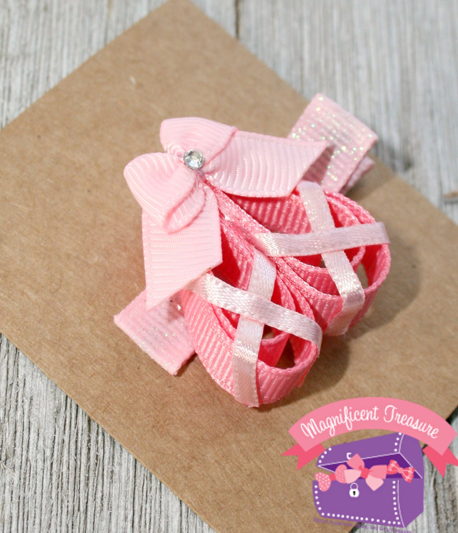 pink ballet shoes hair bow - ballet shoes hair clip - ribbon sculpture - dance class barrette - dancer hair bow - toddler clippi