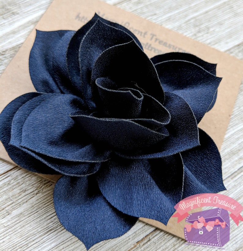 Navy Blue Lotus Flower Hair Clip Large Dark Blue Flower ...