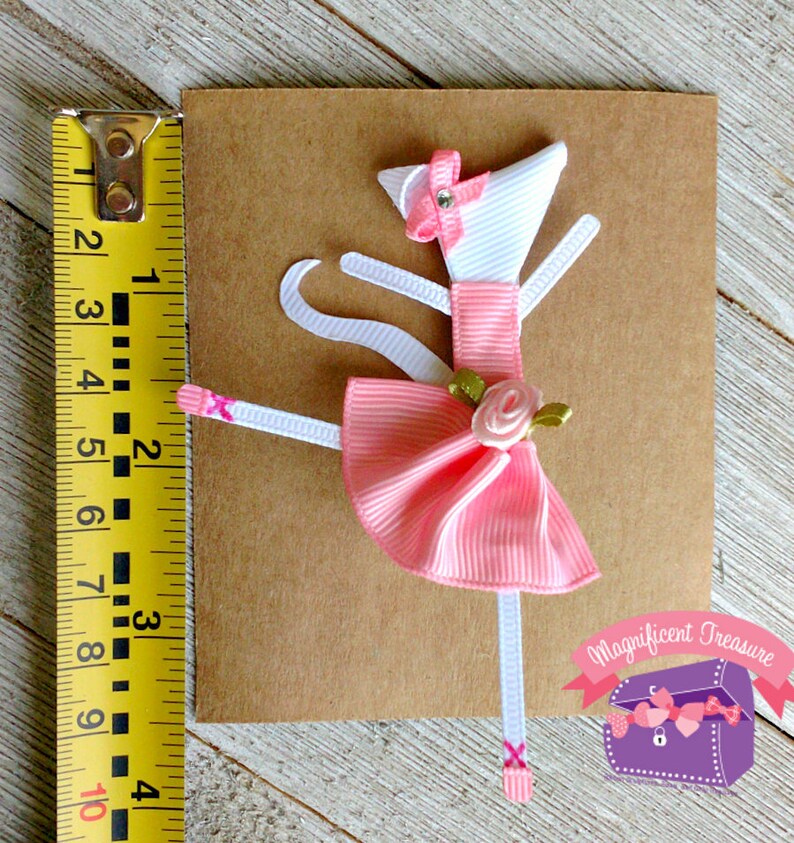 Angelina Ballerina Hair Bow Ballerina Mouse Hair Clip Ribbon Sculpture Girl Dancer Bow Toddler Barrette Girl Mouse Dancer Bow image 3