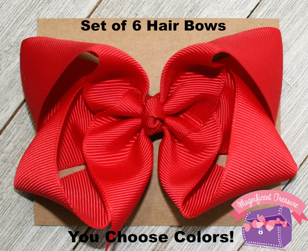 Set of 6 Boutique 4-inch Ribbon Hair Bows: You Choose Colors - Etsy