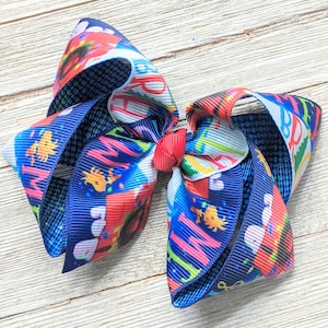 Clearance* 4&quot; Snoopy Christmas Ribbon Bow - Peanuts Christmas Hair Bow - Charlie Brown Christmas - Boutique Bow - Toddler - Winter Bow