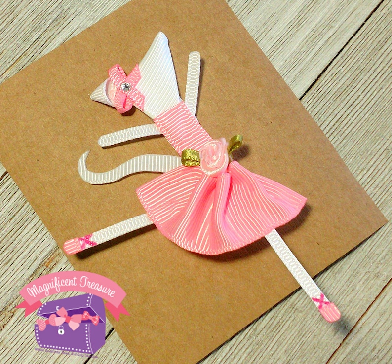 Angelina Ballerina Hair Bow Ballerina Mouse Hair Clip Ribbon Sculpture Girl Dancer Bow Toddler Barrette Girl Mouse Dancer Bow image 2