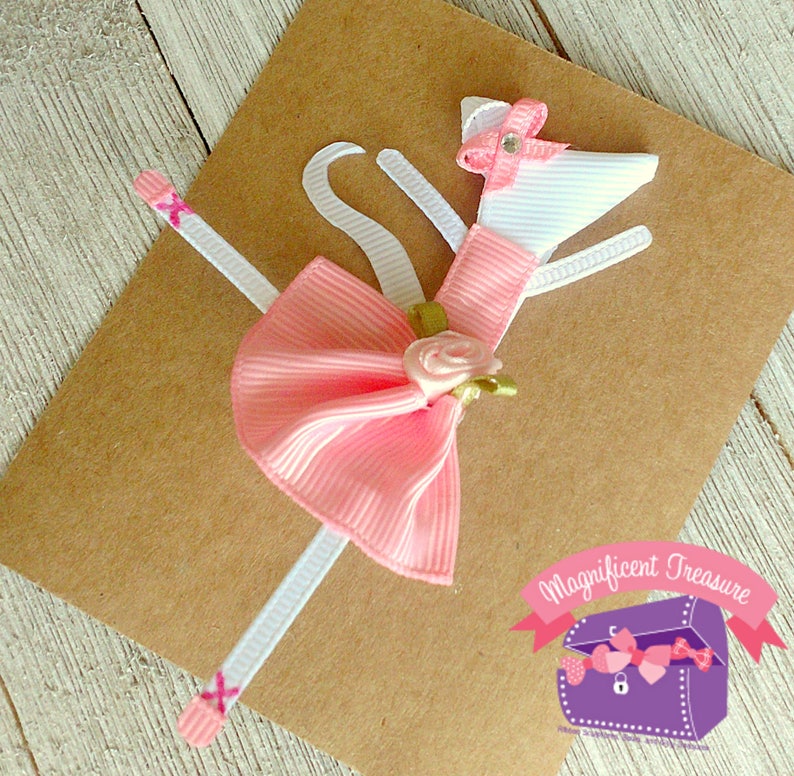 Angelina Ballerina Hair Bow Ballerina Mouse Hair Clip Ribbon Sculpture Girl Dancer Bow Toddler Barrette Girl Mouse Dancer Bow image 1