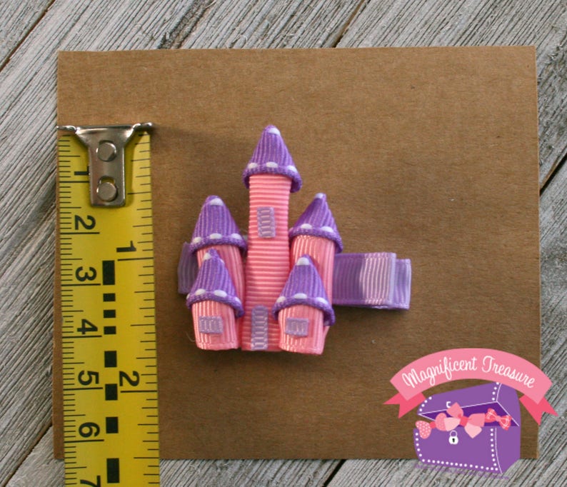 Castle Hair Clip  Pink and Purple Princess Castle Hair Bow  image 2