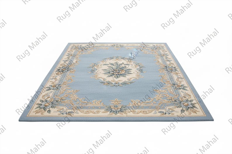 Blue Floral Area Rug, Traditional Classic Rug, Vintage Style Living ...