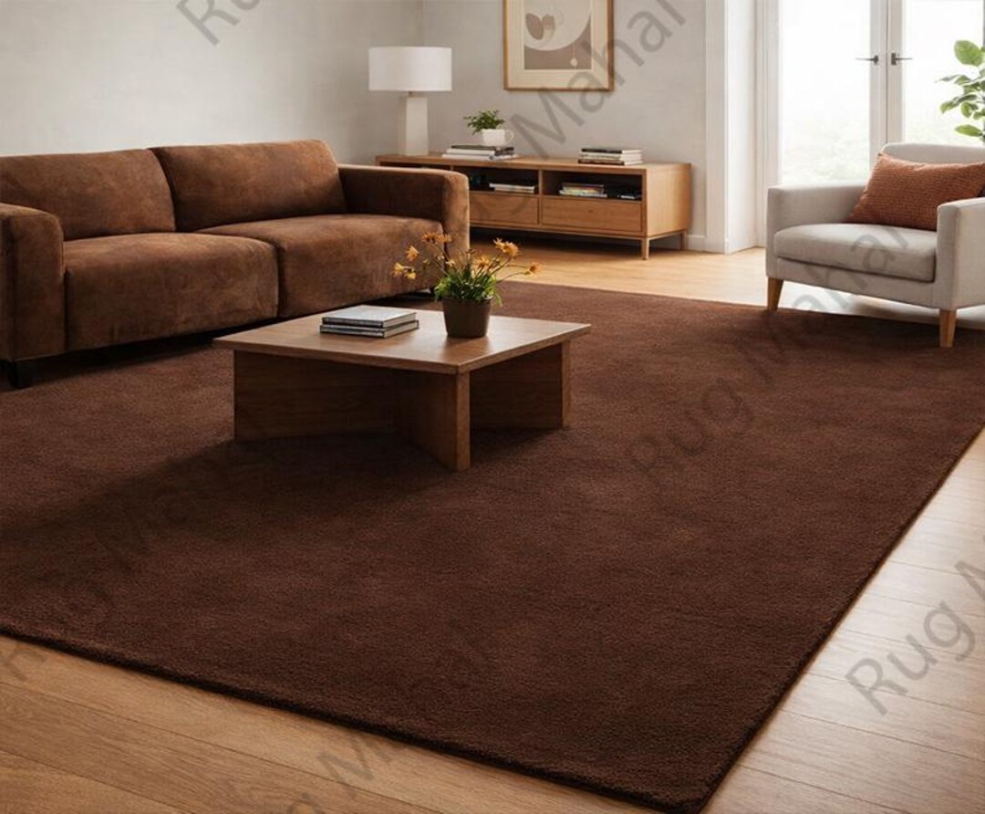 Deep Brown Rug Hand-tufted Dark Brown Wool Rug: Solid Color, Custom Sizes - Etsy