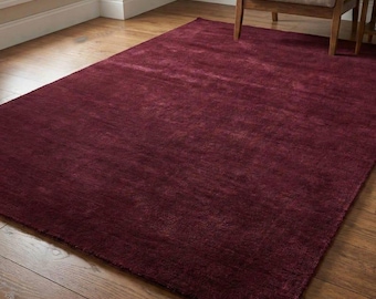 Burgundy Plush Rug 8x10, Soft Wine Red Area Rug, Cozy Living Room Carpet, Thick Pile Rug, Warm Accent Bedroom Rug, Custom Size