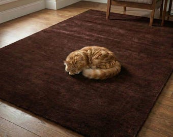 Plush Brown Rug 8x10, Soft Solid Area Rug, Cozy Living Room Carpet, Thick Pile Rug, Warm Neutral Bedroom Rug, Custom Size Rug