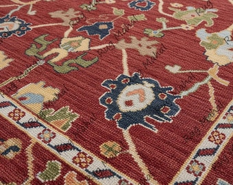 Alfombra de lana anudada a mano Oushak color óxido, estilo antiguo