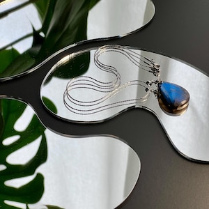 18K White Gold Plated Labradorite Necklace • Gemstone Necklace • Labradorite • Natural Stone • Gift for Women • Gift for Mom
