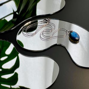 18K White Gold Plated Labradorite Necklace • Gemstone Necklace • Labradorite • Natural Stone • Gift for Women • Gift for Mom