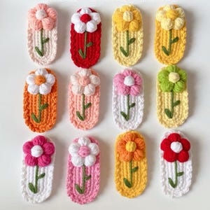 Crochet Flower Hair Clips, Handmade Knit Hair Accessories, Colorful Daisy Hairpins for Girls, Cute Spring Hair Barrettes
