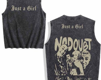 Im Just A Girl Tank 90s No Doubt Inspired Graphic Top Red Lip Racerback Y2K Aesthetic Feminine Pop Grunge Style Womens Outfit Tee
