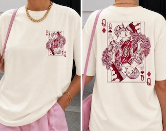 Comfort Colors®Lesbian Pride Vintage T-shirt Queer Esthetic Sapphic WLW T-shirt Subtiel Lesbian Pride Cadeau Retro Tarot-T-shirt Two Queens