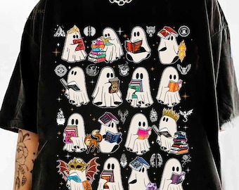 Camiseta de libros de fantasmas de SJM, camiseta de Halloween del universo de Sarah J. Maas, Acotar, Trono de Cristal, Ciudad Media Luna, productos de fantasía de Booktok