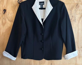 Vintage 90s Positive Attitude Sequin Beaded Label Blazer Sz 10