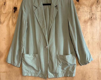 Vintage 70s Courtenay Sage Green Linen Blend Blazer Sz 8