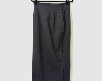 Vintage Jacobsons Signature 100% Wool Gray Button Front Skirt Sz 10