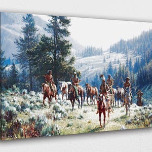 American Indian Art Canvas-American Indian Village Warriors Art Poster/Printed Picture Wall Art Decoration POSTER or CANVAS READY to Hang