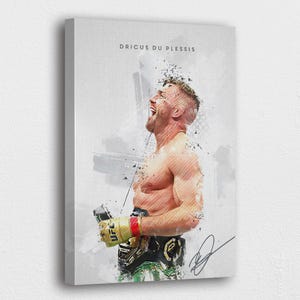 Pôster em tela de Dricus Du Plessis, impressão de parede do UFC, decoração de campeão peso médio, tela de lutador de MMA, arte de sala de luta, presente para fãs