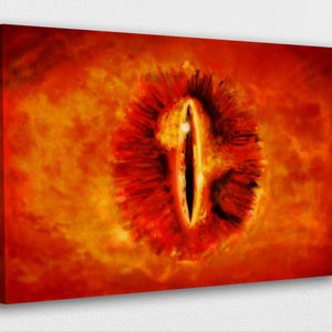 Handmade Eye of Sauron Oil Painting: Fantasy Mordor Art