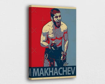 Stampa su tela di Islam Makhachev campione UFC: combattente MMA, decorazione per palestra domestica