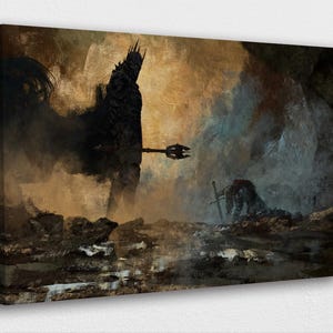 Last Battle Canvas Poster – Fantasy War Scene Wall Art – Dark Lord vs Ancient Civilization – Handmade Cotton Canvas Tablo – Fan Art Print