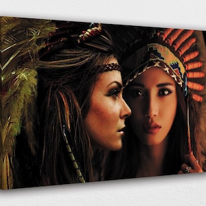 American Indian Art Canvas-Beautiful Faces of A Native Lady Art Poster/Printed Picture Wall Art Decoration POSTER or CANVAS READY to Hang
